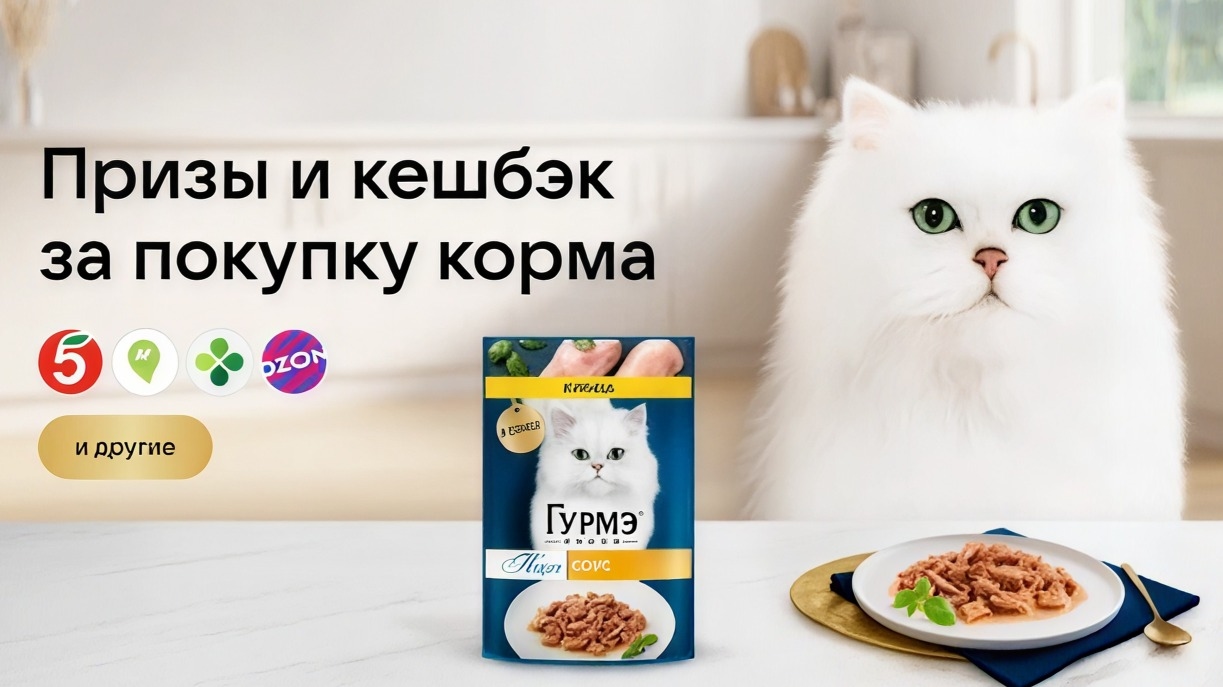 Миниатюра акции «Акция в сервисе VK Чекбэк: Категория корма для животных»