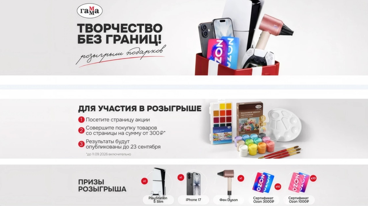 Миниатюра акции «Творчество без границ: розыгрыш призов»